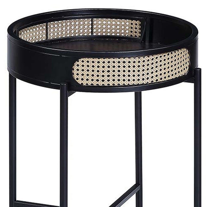 24" Black Melamine Veneer And Manufactured Wood Round End Table Image 4