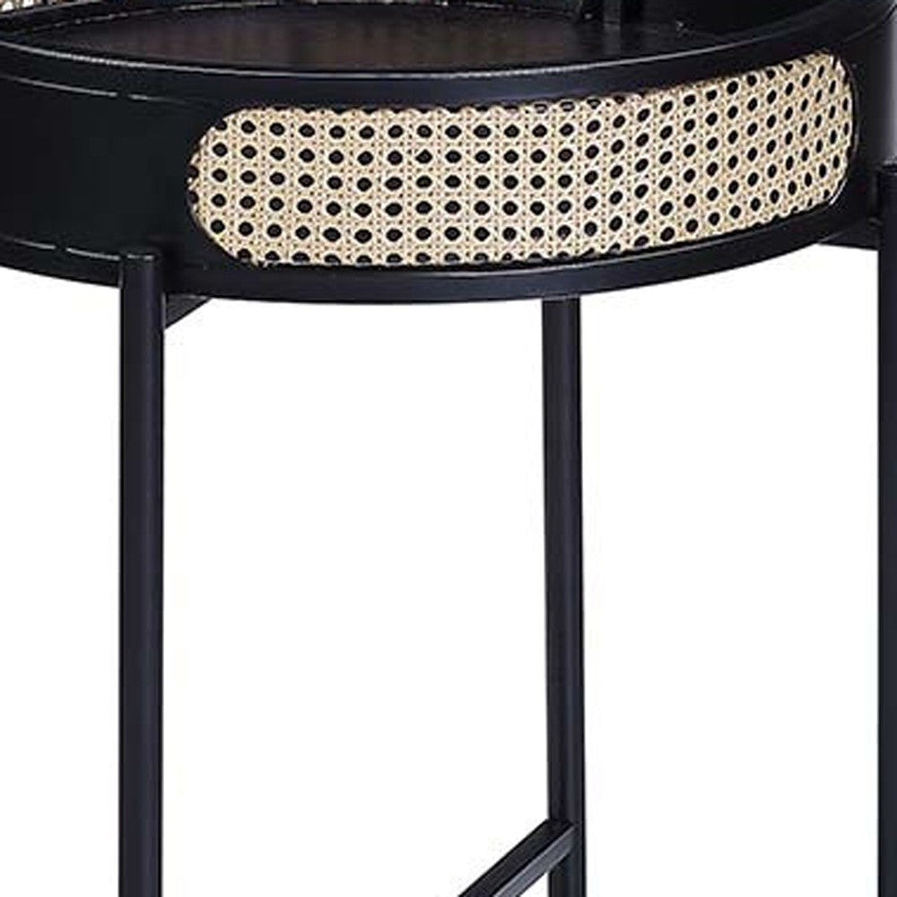 24" Black Melamine Veneer And Manufactured Wood Round End Table Image 5