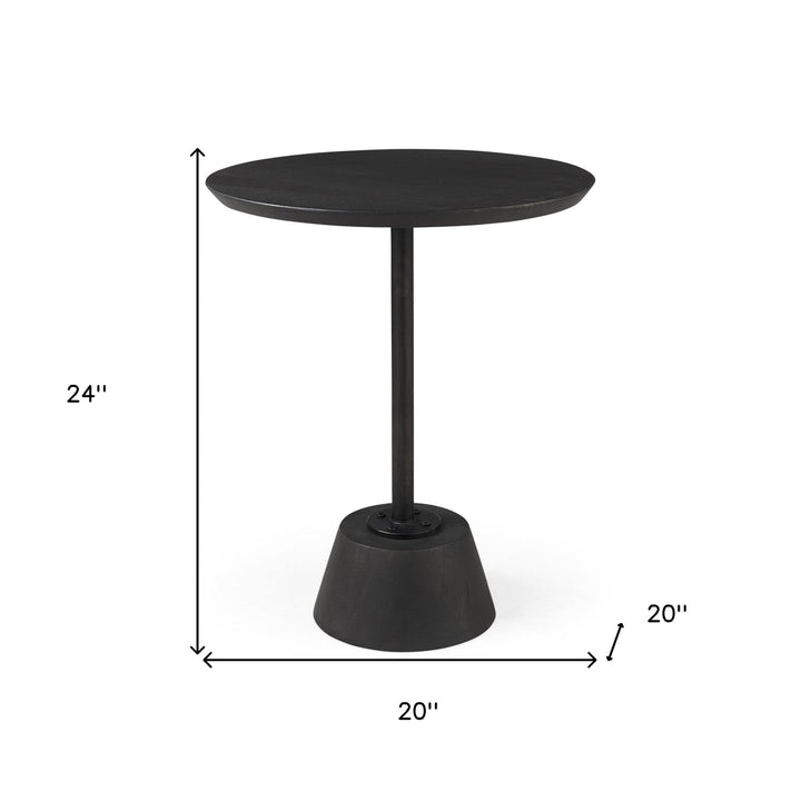 24" Black Solid and Manufactured Wood Round End Table Image 10