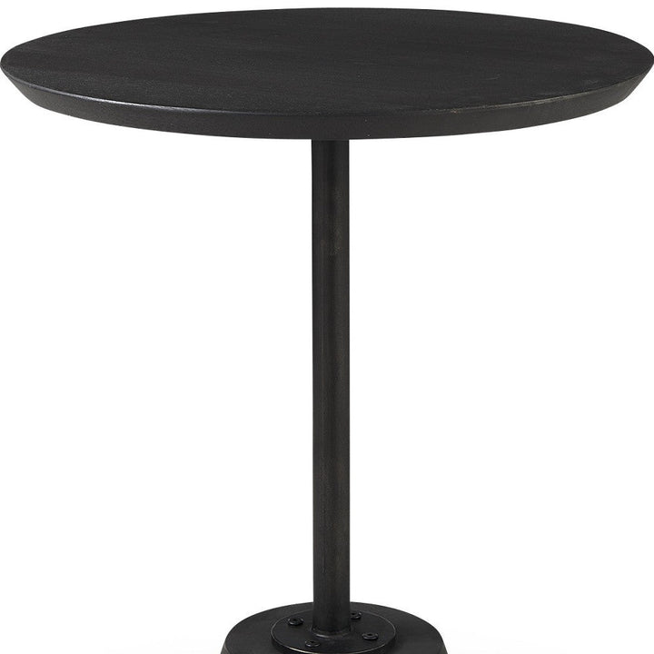 24" Black Solid and Manufactured Wood Round End Table Image 12