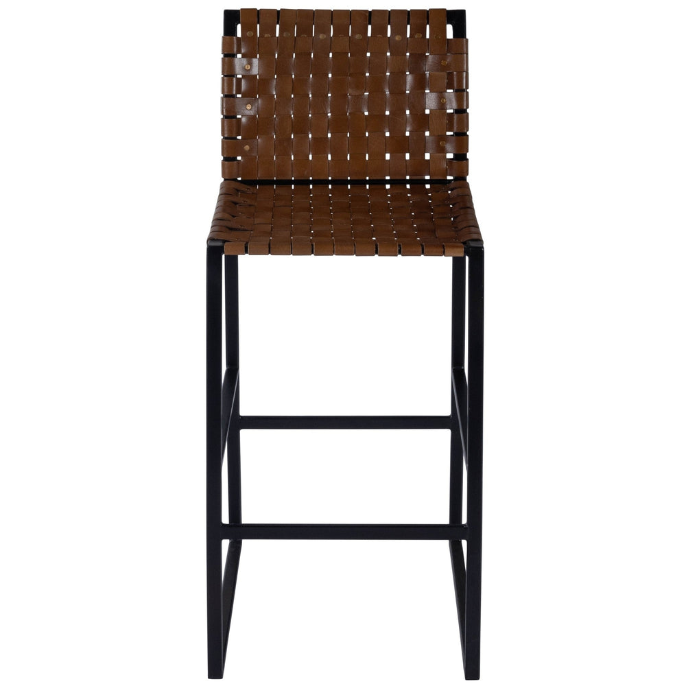 28" Brown And Black Leather And Steel Bar Chair Image 2