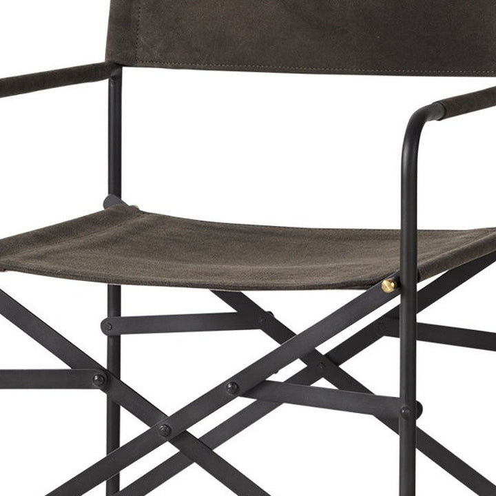 26" Brown And Black Leather And Metal Bar Chair Image 11