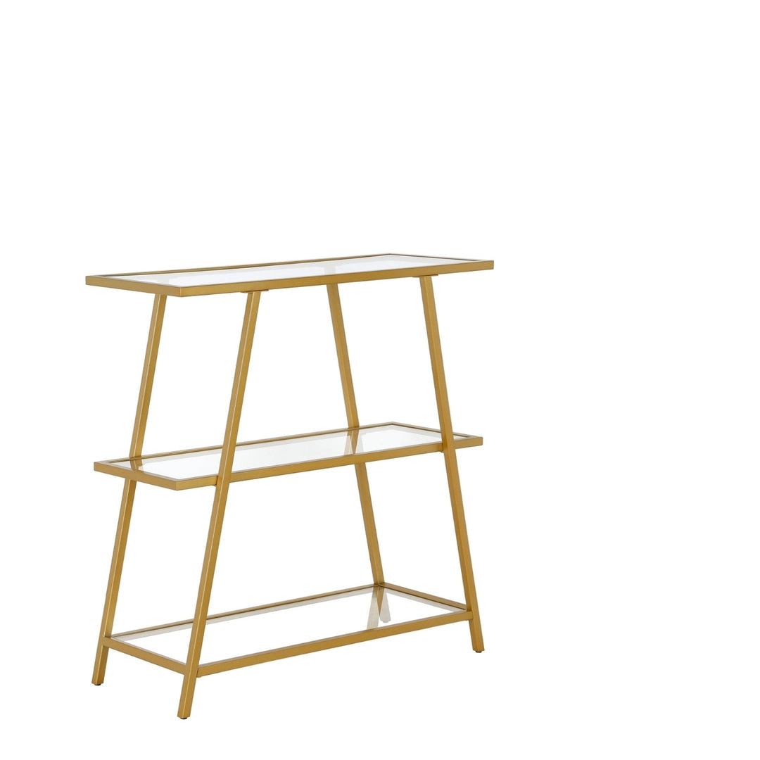 36" Gold Metal And Glass Three Tier Etagere Bookcase Image 5