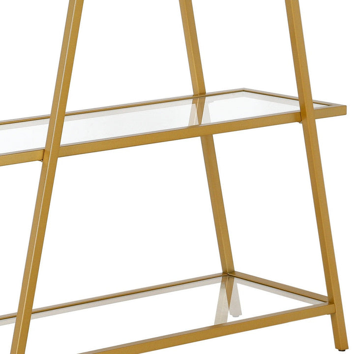 36" Gold Metal And Glass Three Tier Etagere Bookcase Image 7