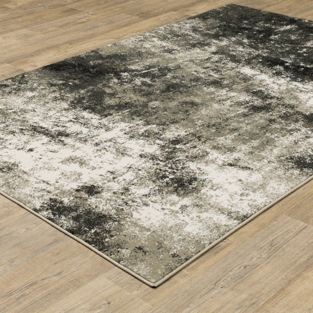 4 X 6 Charcoal Grey And Beige Abstract Power Loom Stain Resistant Area Rug Image 4