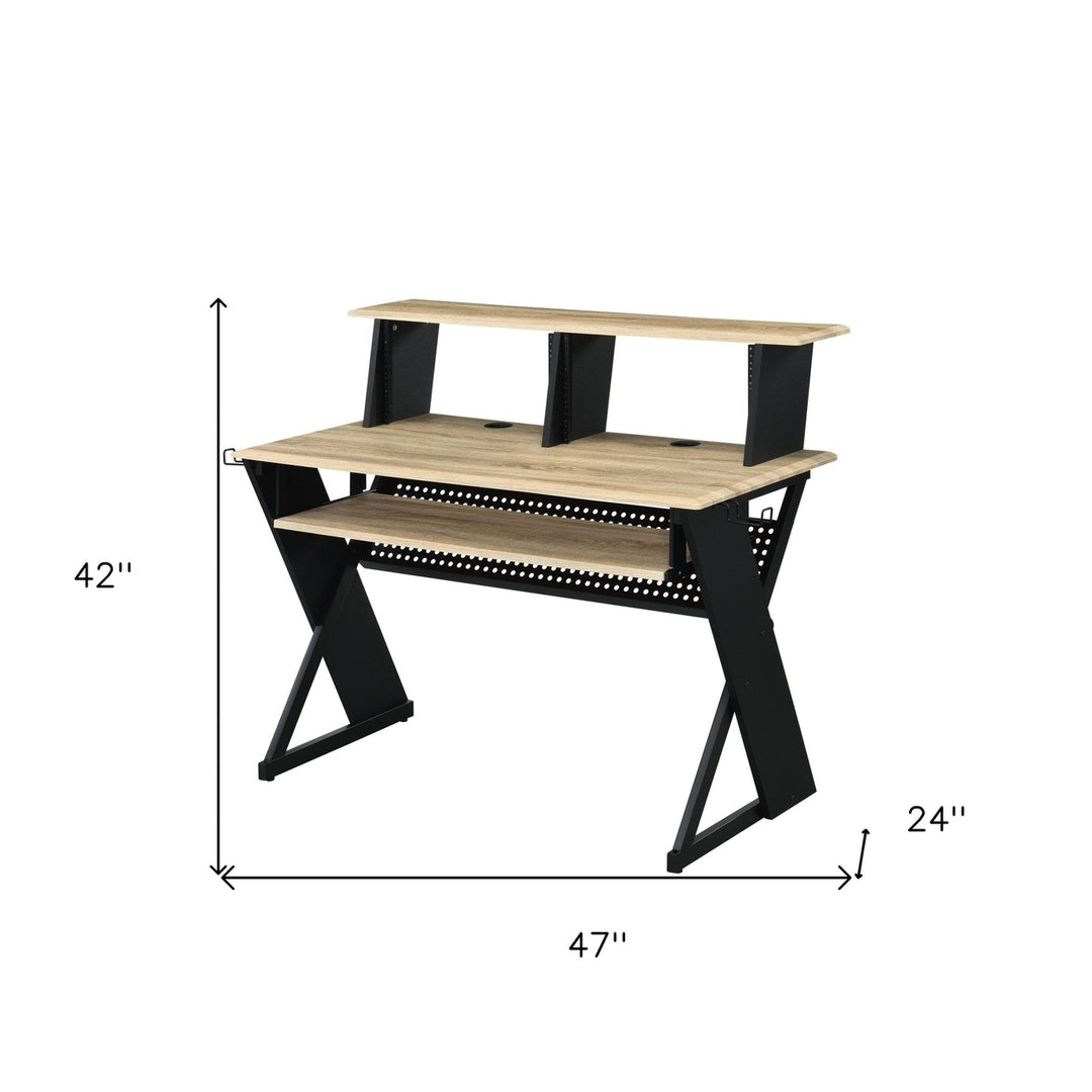 47" Natural and Black Computer Desk Image 2