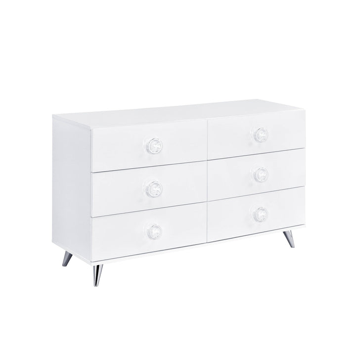 47" White Finish Manufactured Wood Six Drawer Double Dresser Image 4