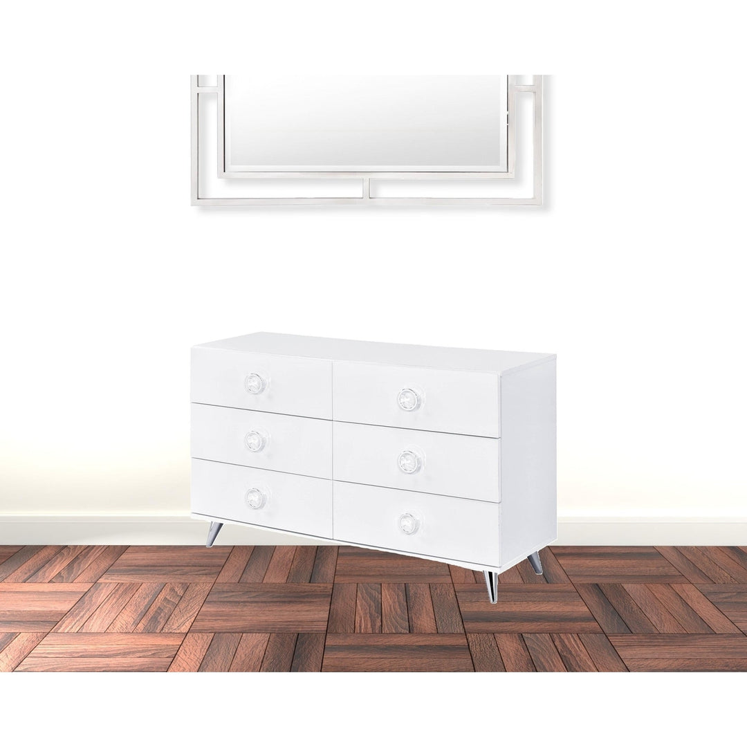 47" White Finish Manufactured Wood Six Drawer Double Dresser Image 5