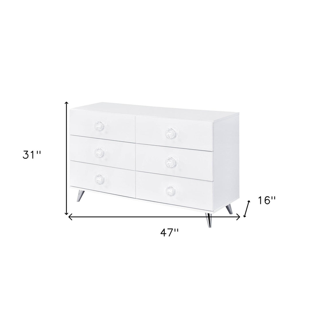 47" White Finish Manufactured Wood Six Drawer Double Dresser Image 6