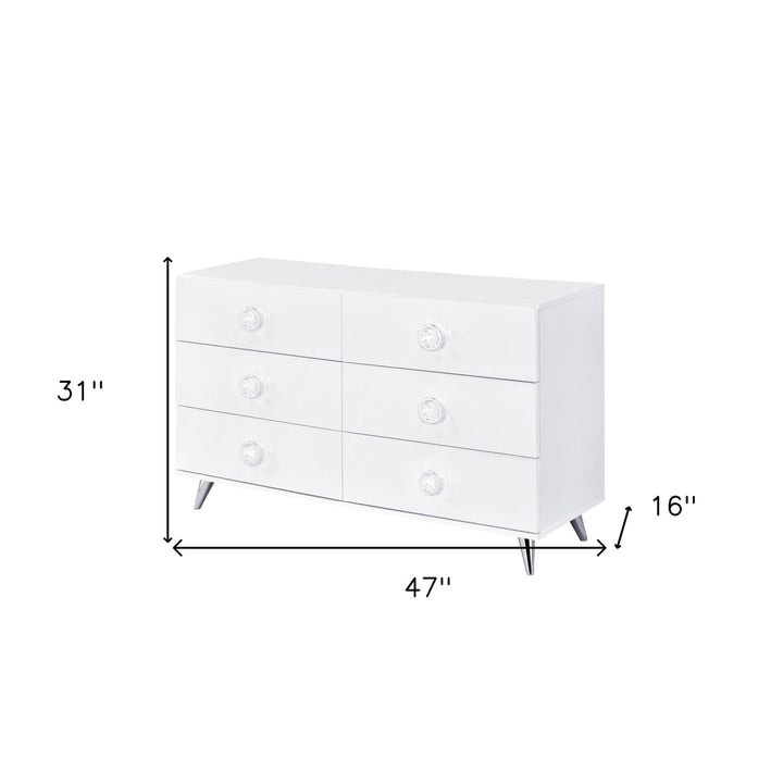 47" White Finish Manufactured Wood Six Drawer Double Dresser Image 6