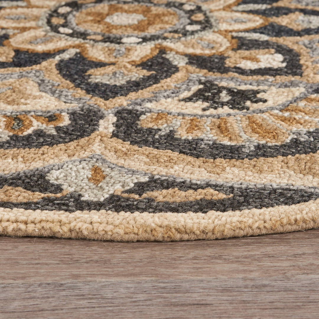 4 Round Black Flower Blossom Area Rug Image 8