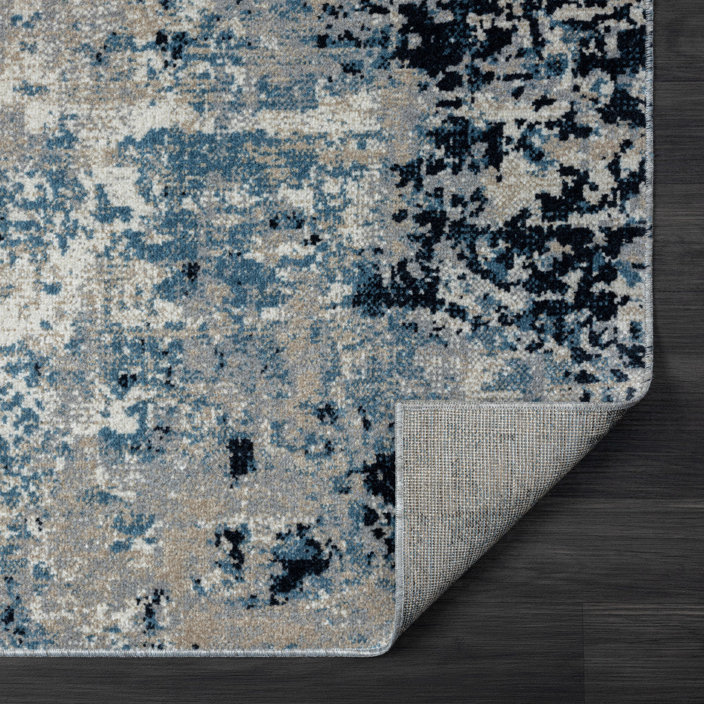 5 X 7 Blue Abstract Distressed Washable Area Rug Image 6