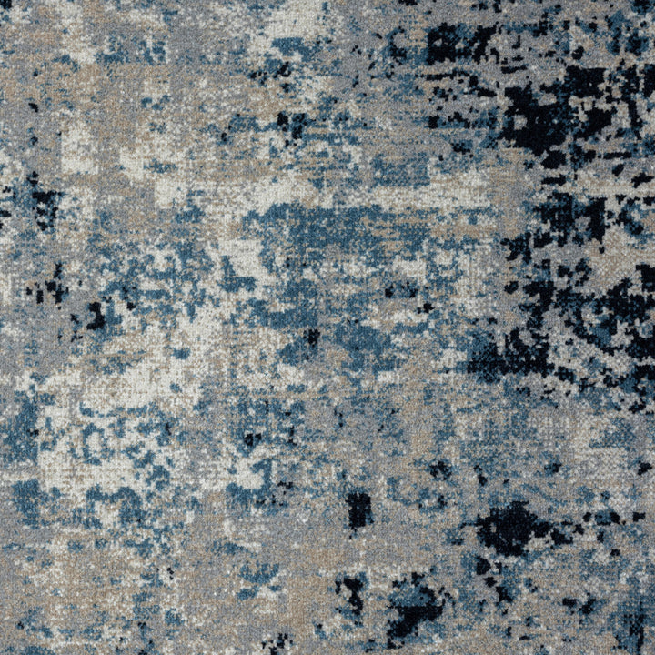 5 X 7 Blue Abstract Distressed Washable Area Rug Image 7