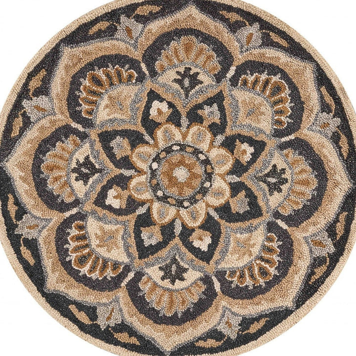 4 Round Black Flower Blossom Area Rug Image 12