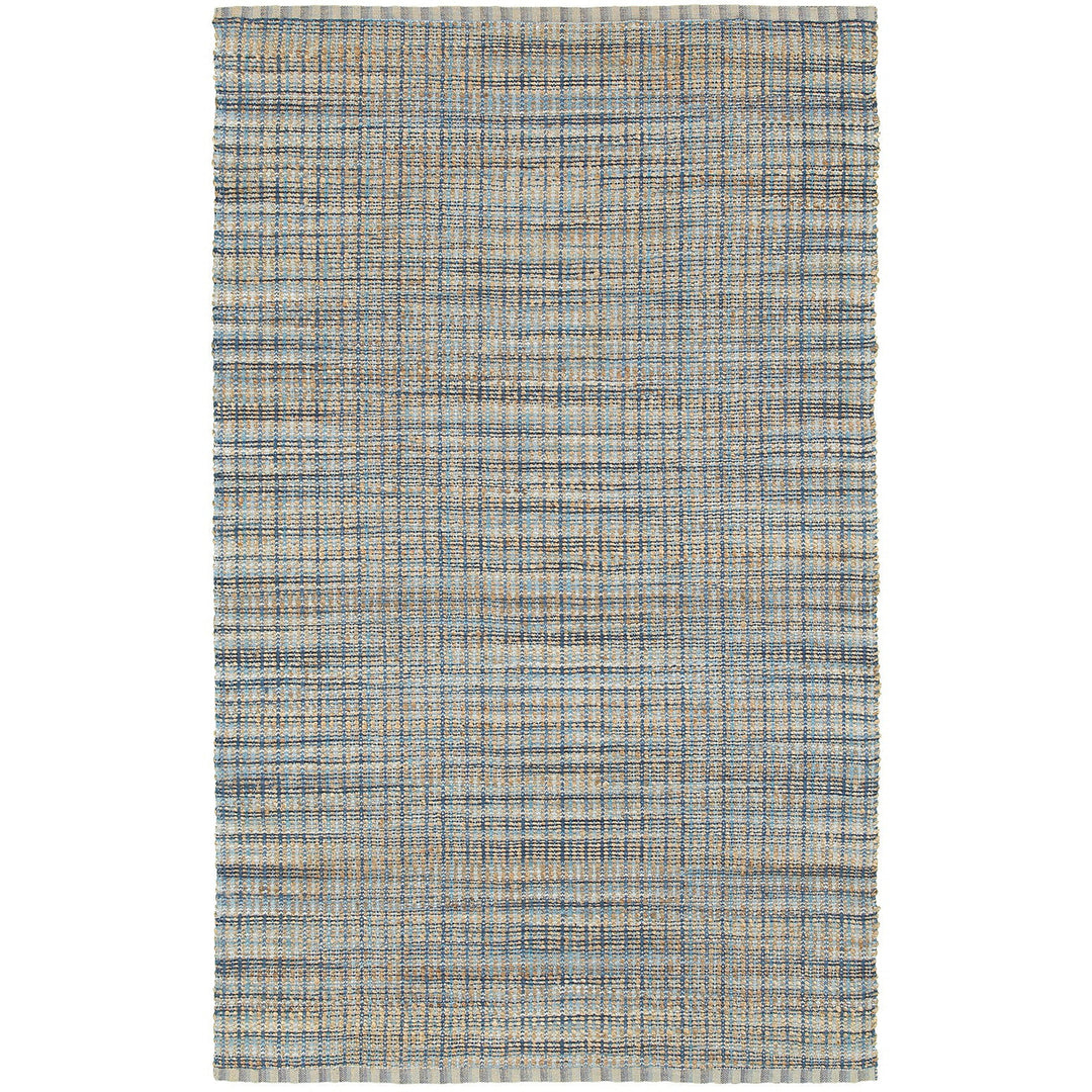 5 x 8 Blue and Ivory Hand Woven Area Rug Image 2