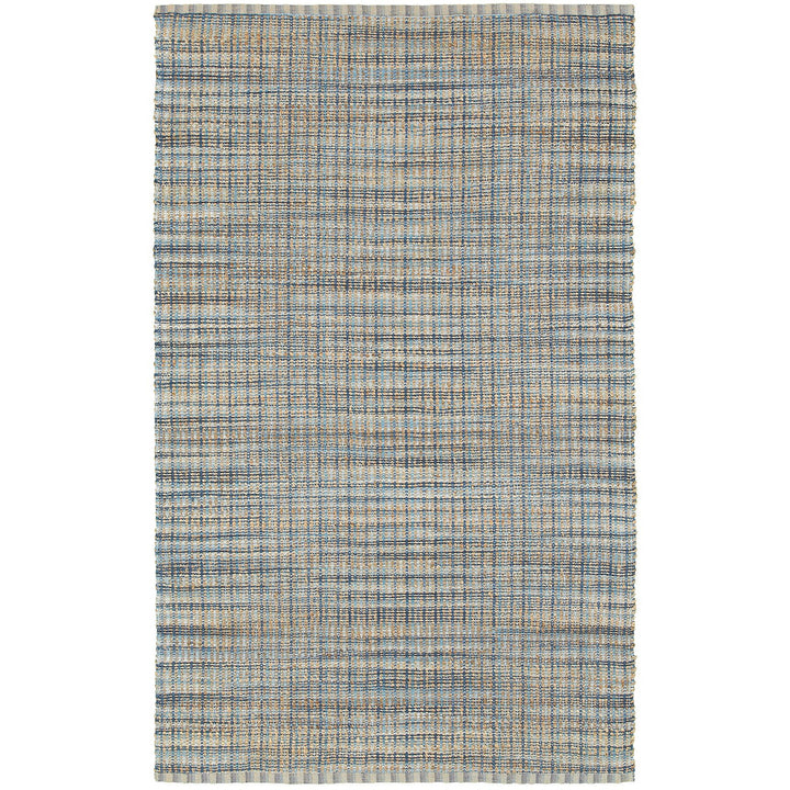 5 x 8 Blue and Ivory Hand Woven Area Rug Image 2