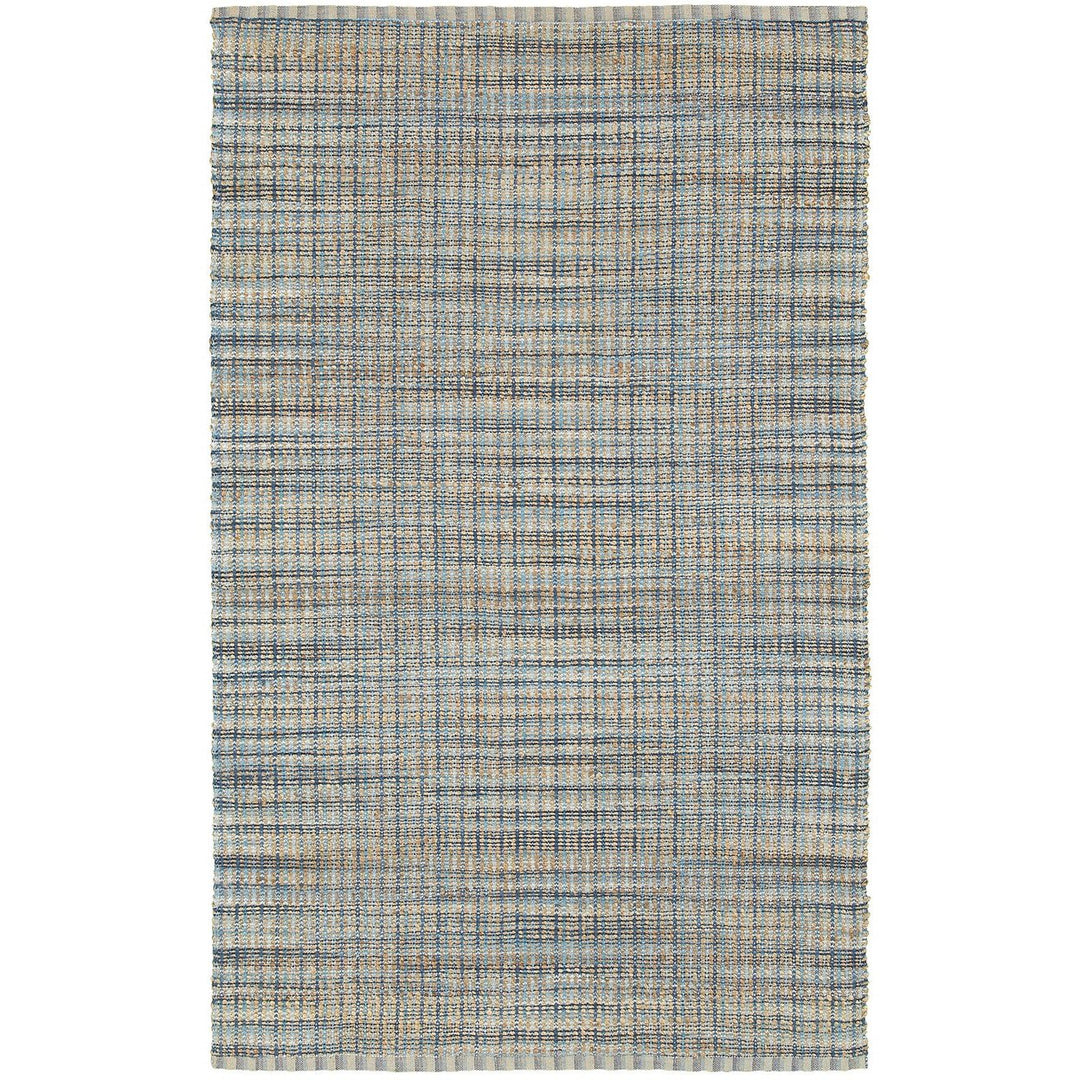 5 x 8 Blue and Ivory Hand Woven Area Rug Image 1