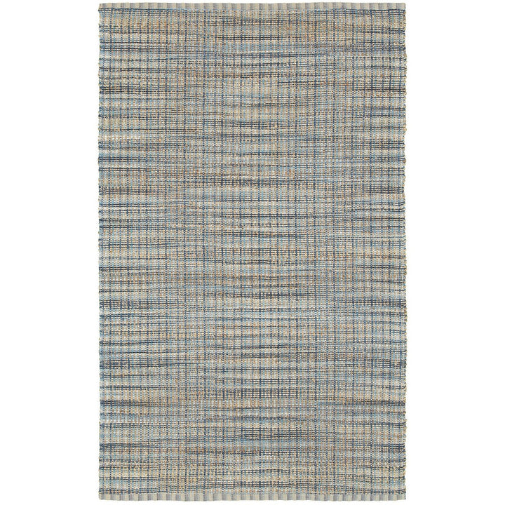 5 x 8 Blue and Ivory Hand Woven Area Rug Image 1