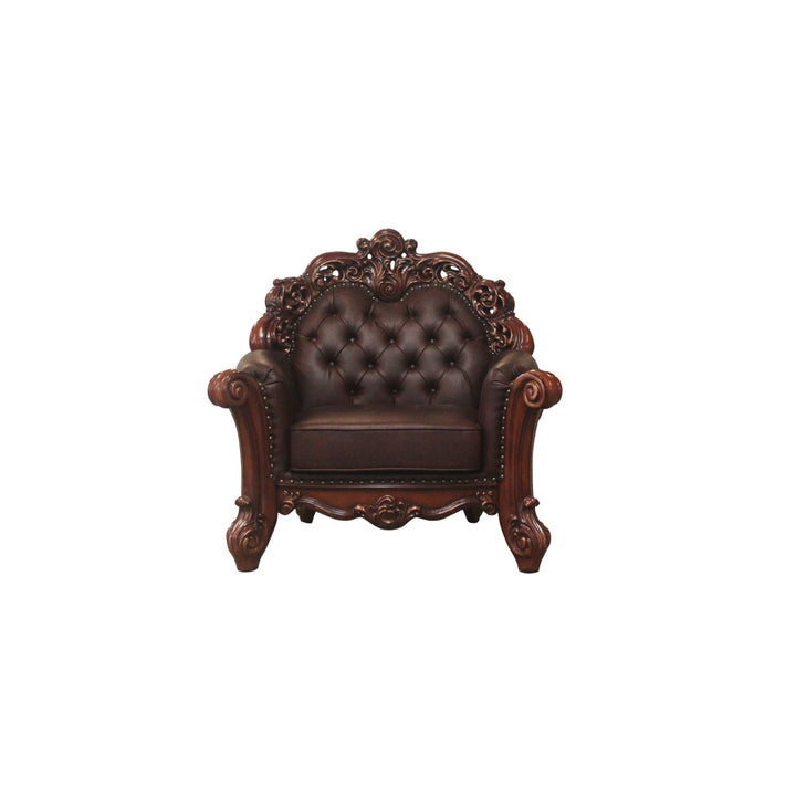 48" Dark Brown Faux Leather Tufted Club Chair Image 1