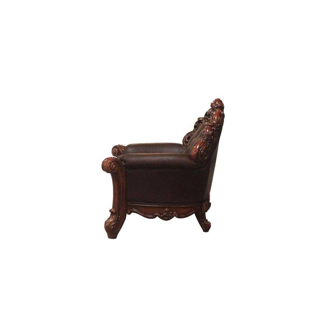 48" Dark Brown Faux Leather Tufted Club Chair Image 2