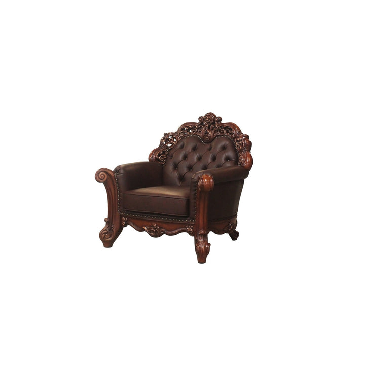 48" Dark Brown Faux Leather Tufted Club Chair Image 4