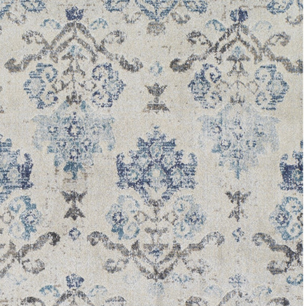 5 x 8 Blue and Ivory Oriental Area Rug Image 10