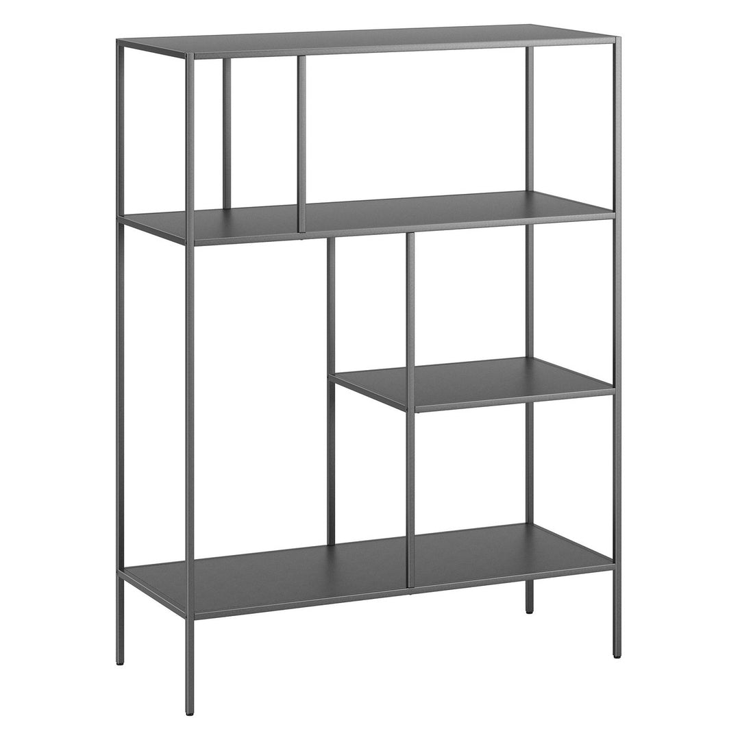 48" Gray Metal Four Tier Geometric Bookcase Image 1