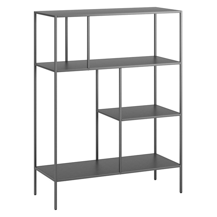 48" Gray Metal Four Tier Geometric Bookcase Image 1