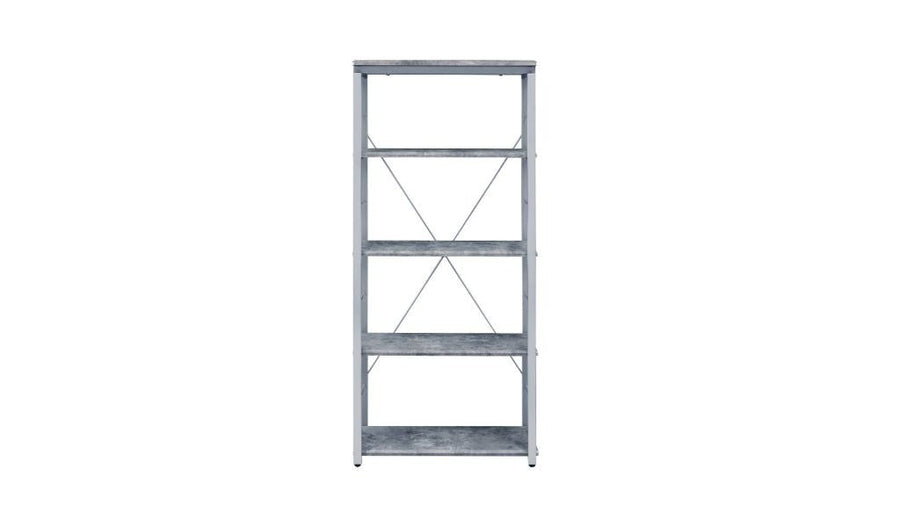 54" Gray and Silver Metal Four Tier Etagere Bookcase Image 1