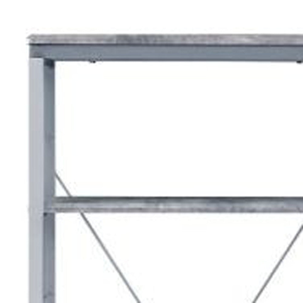 54" Gray and Silver Metal Four Tier Etagere Bookcase Image 2