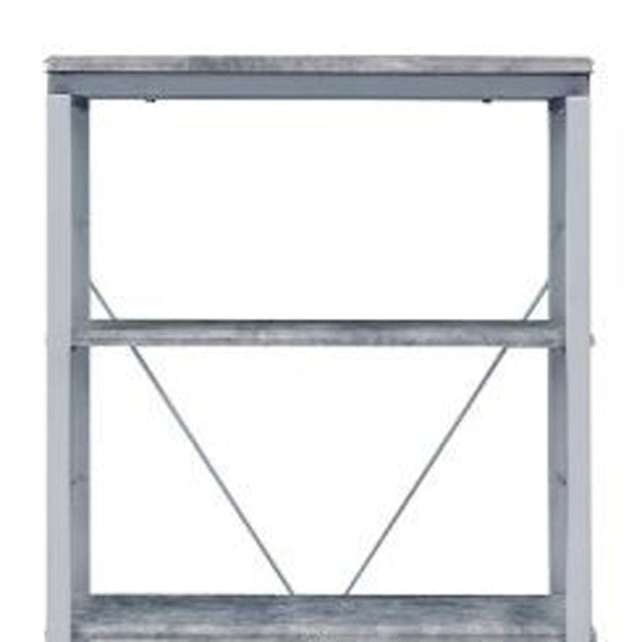 54" Gray and Silver Metal Four Tier Etagere Bookcase Image 3