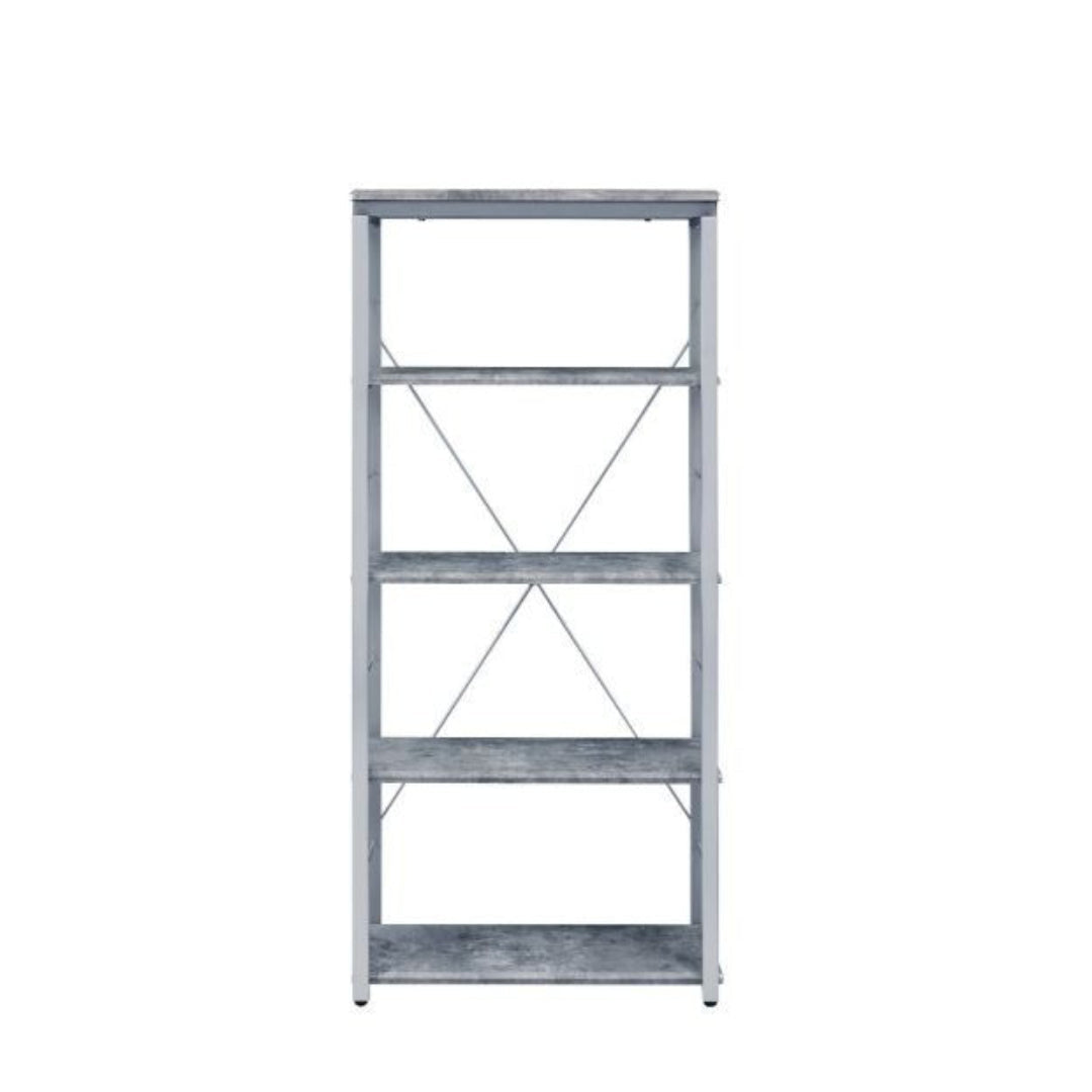 54" Gray and Silver Metal Four Tier Etagere Bookcase Image 5