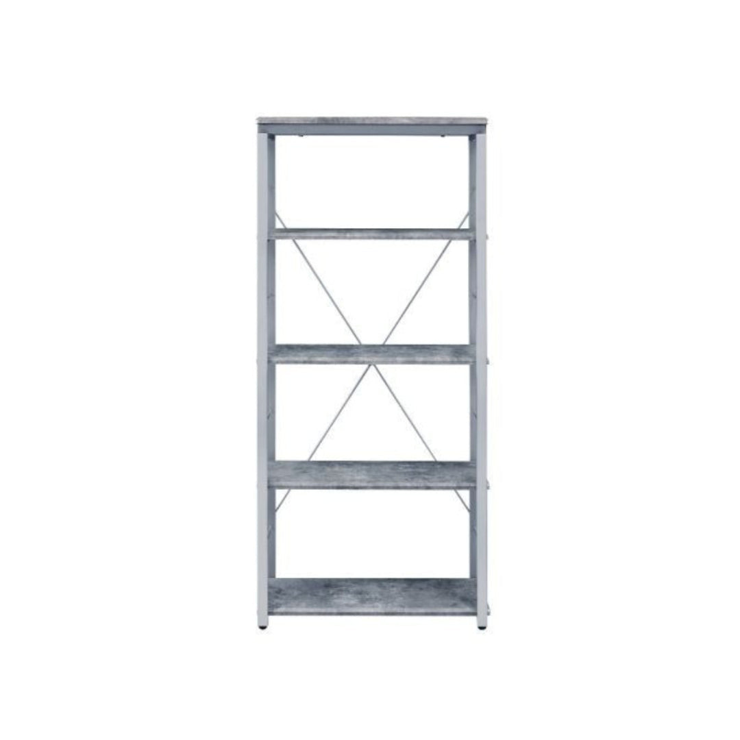 54" Gray and Silver Metal Four Tier Etagere Bookcase Image 6