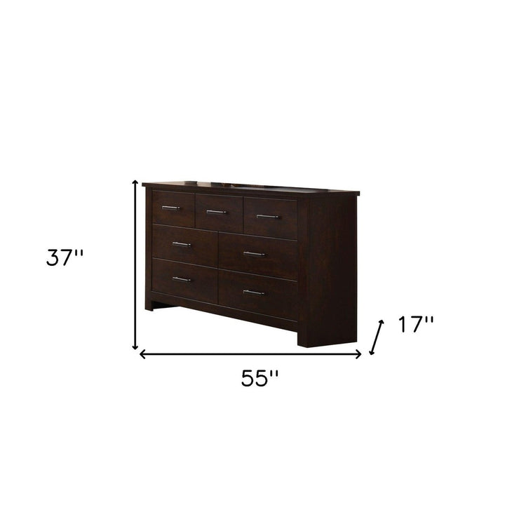 55" Mahogany Seven Drawer Double Dresser Image 6