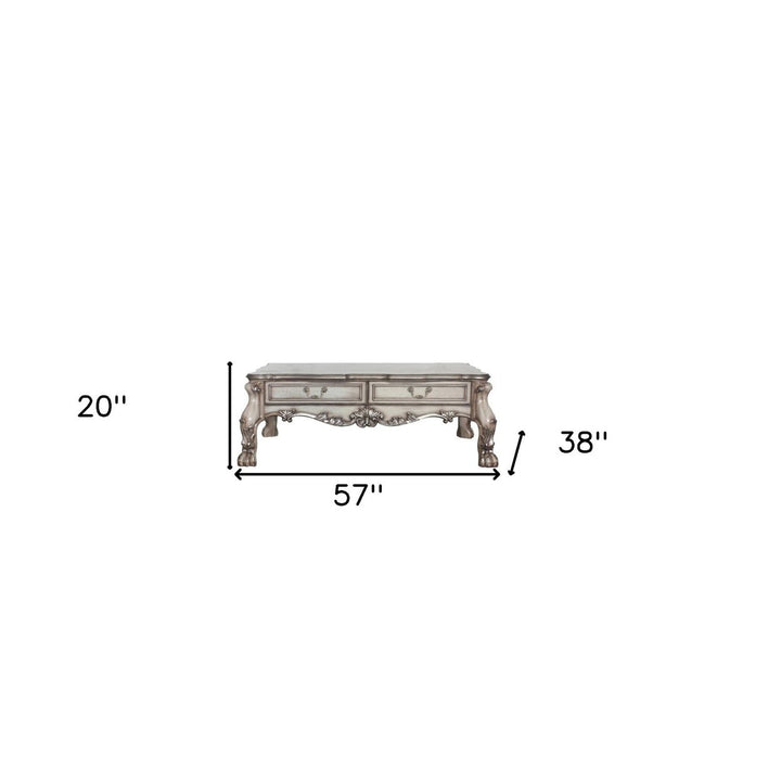 57" Bone Solid And Manufactured Wood Coffee Table With Two Drawers Image 5