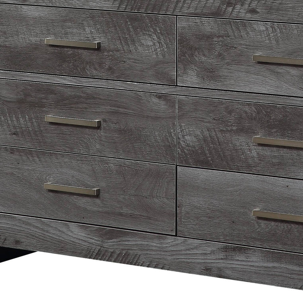 57" Gray Solid and Manufactured Wood Six Drawer Double Dresser Image 3