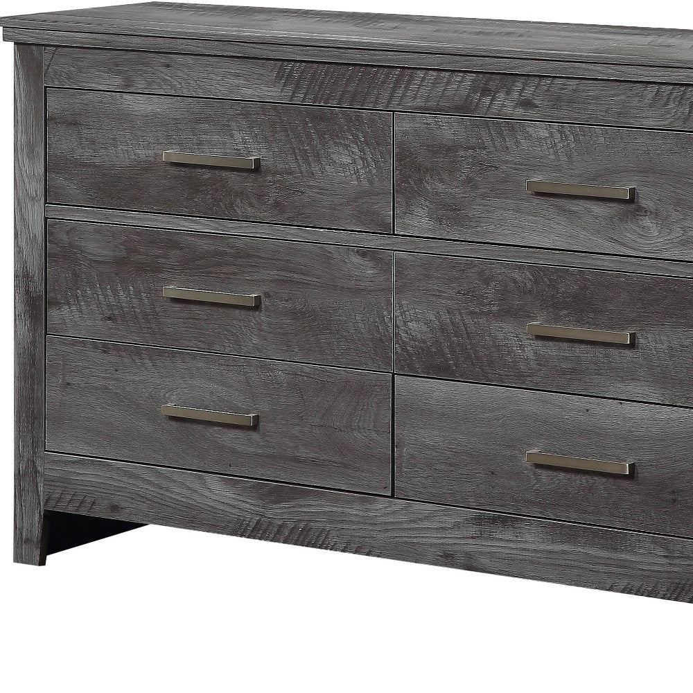 57" Gray Solid and Manufactured Wood Six Drawer Double Dresser Image 4