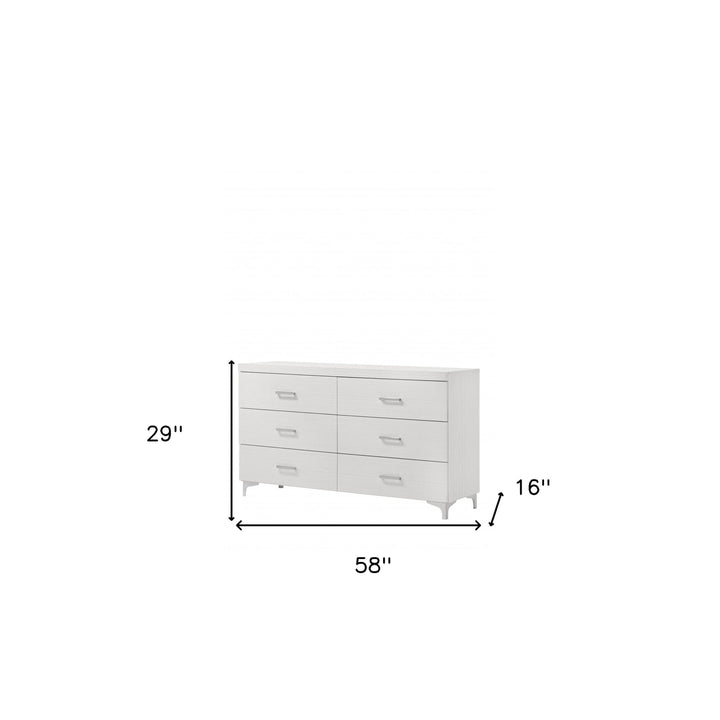 58" White Solid and Manufactured Wood Six Drawer Double Dresser Image 1