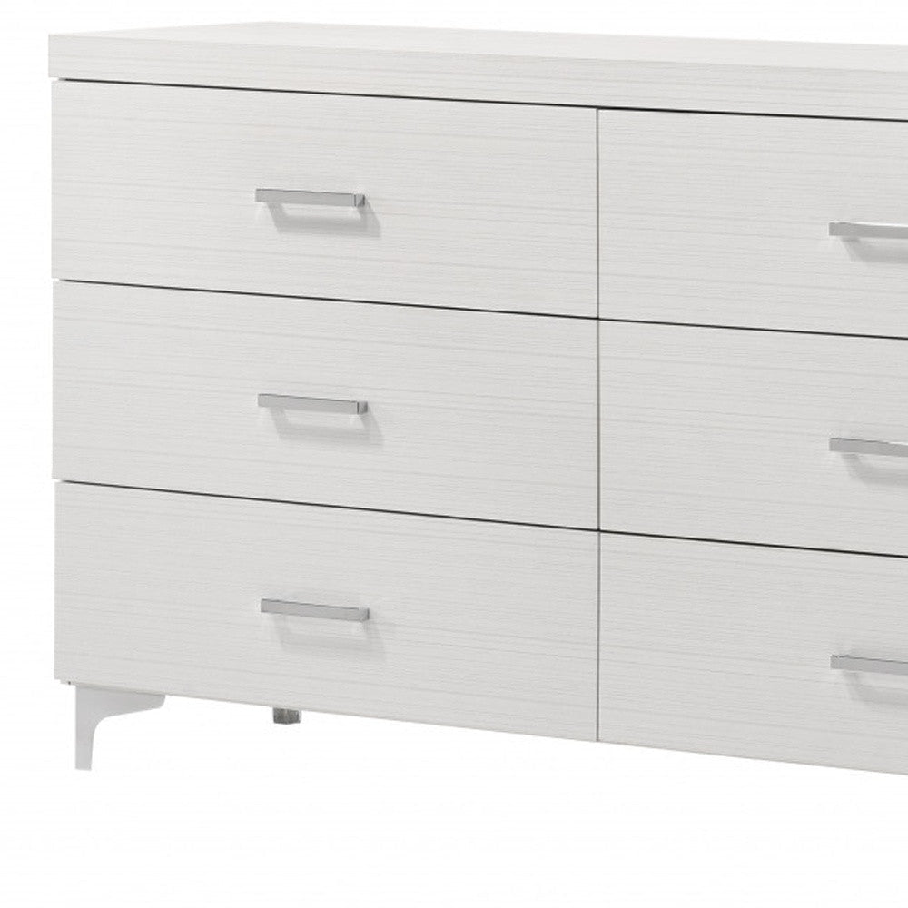 58" White Solid and Manufactured Wood Six Drawer Double Dresser Image 3