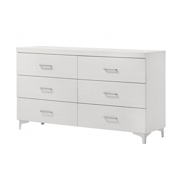 58" White Solid and Manufactured Wood Six Drawer Double Dresser Image 5