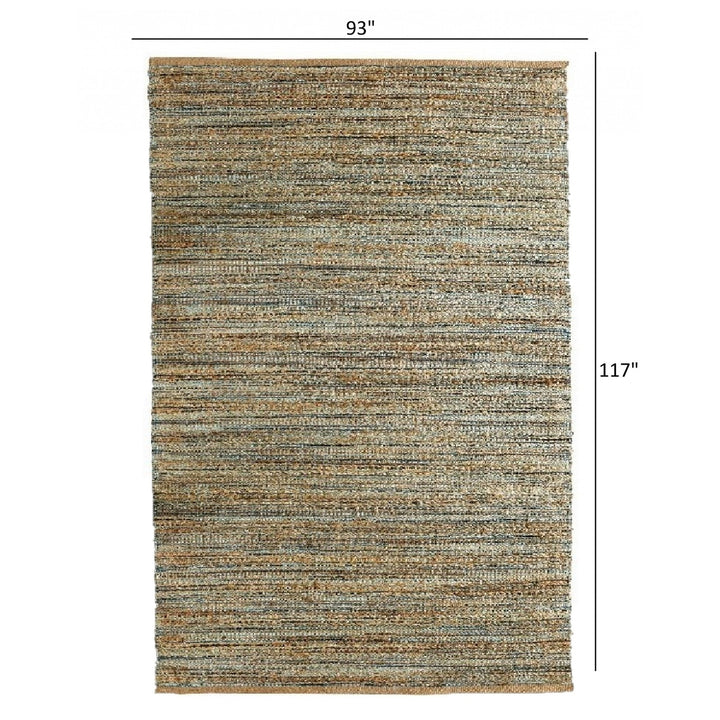 5 x 8 Teal and Natural Braided Jute Area Rug Image 3