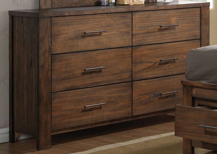 59" Brown Metal Six Drawer Dresser Image 1