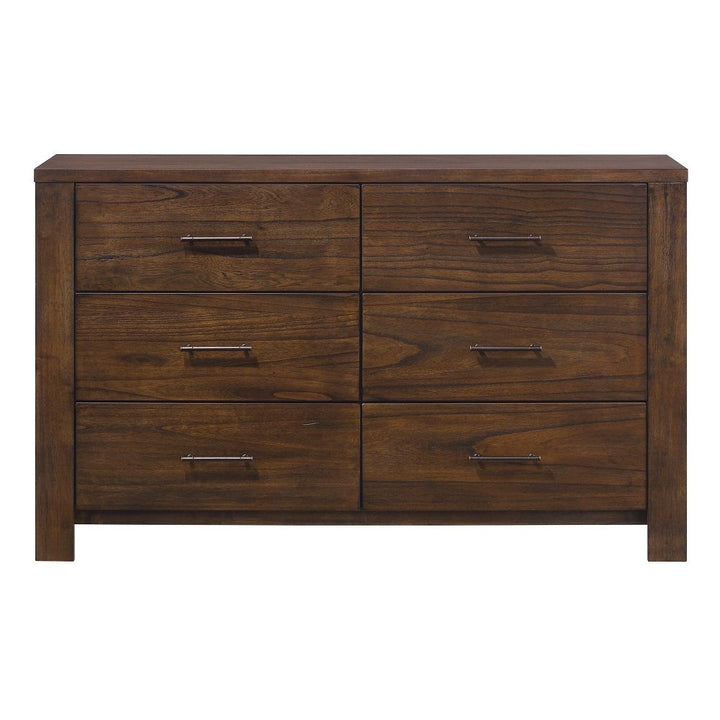 59" Brown Metal Six Drawer Dresser Image 2