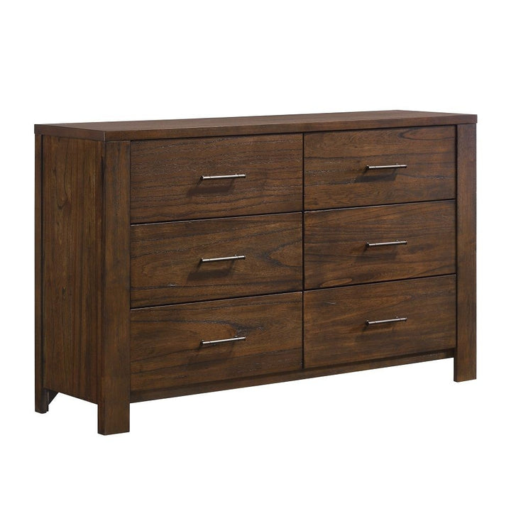 59" Brown Metal Six Drawer Dresser Image 3