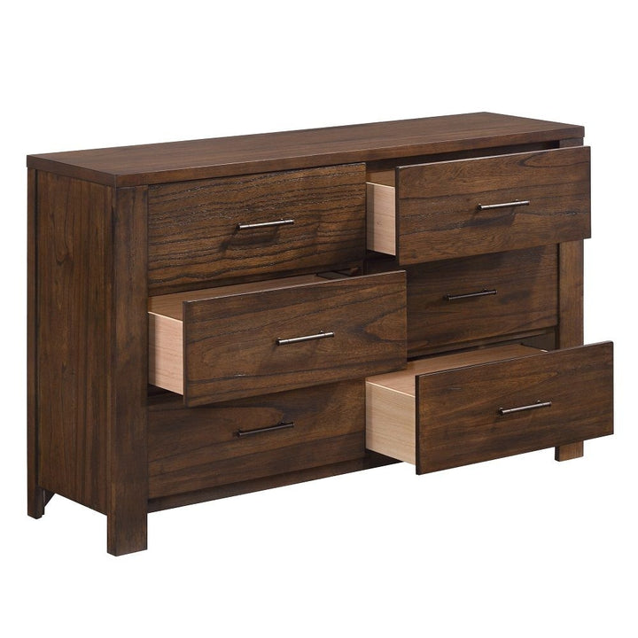 59" Brown Metal Six Drawer Dresser Image 4