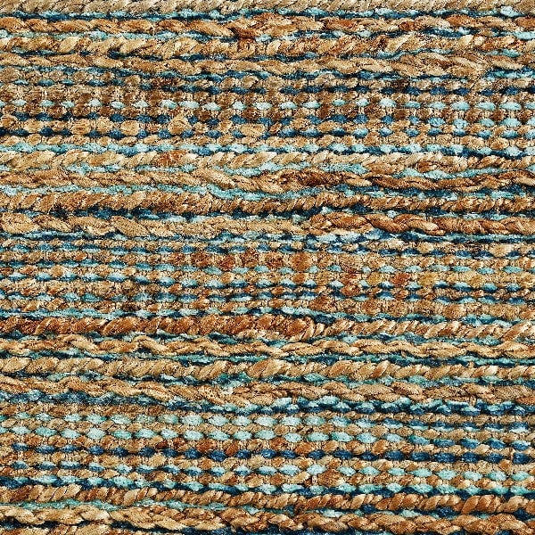 5 x 8 Teal and Natural Braided Jute Area Rug Image 5