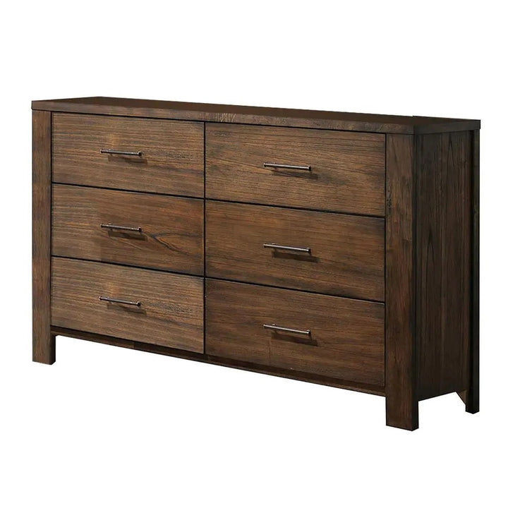 59" Brown Metal Six Drawer Dresser Image 6