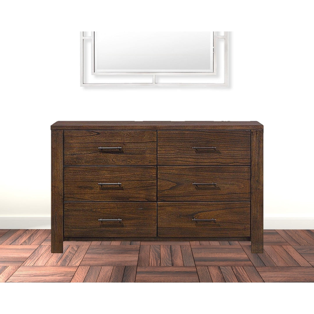 59" Brown Metal Six Drawer Dresser Image 8