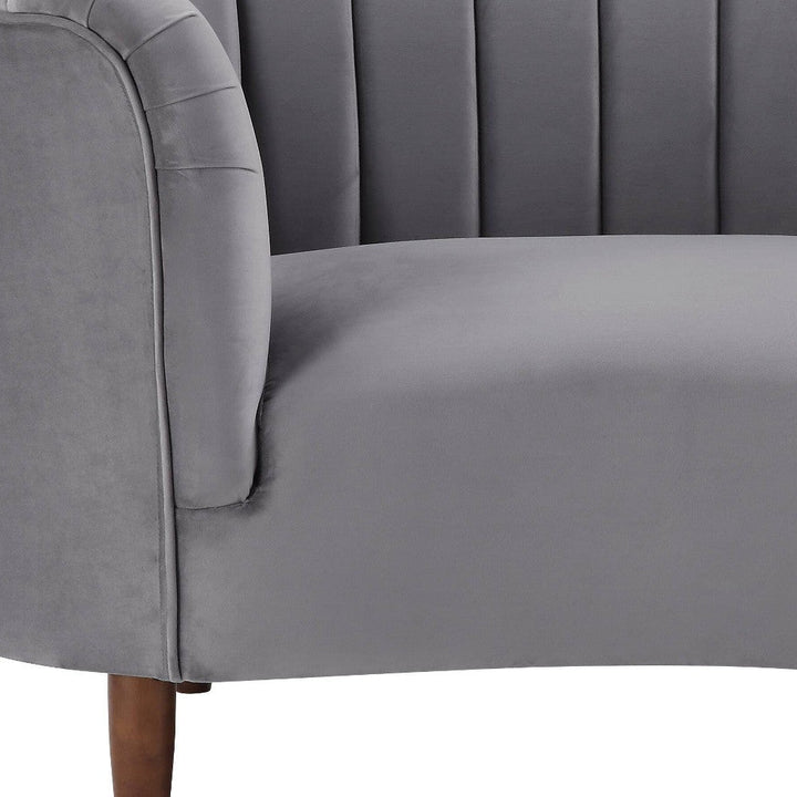 52" Gray And Black Velvet Striped Arm Chair Image 3