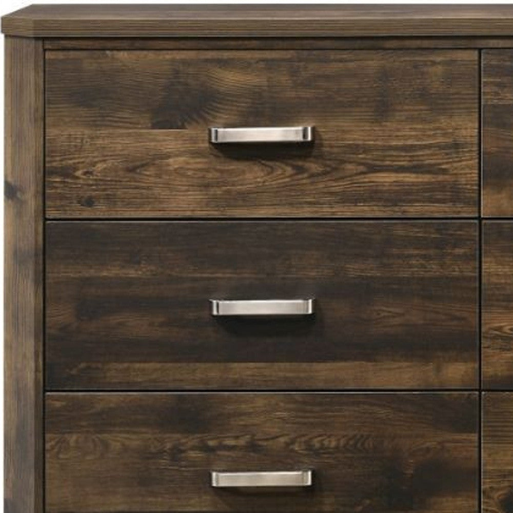 59" Dark Brown Solid and Manufactured Wood Six Drawer Double Dresser Image 2